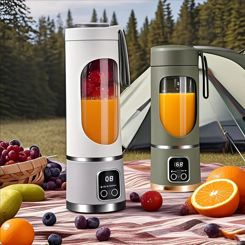 Portable USB Rechargeable Mini Blender & Juicer - 3 Modes, Digital Display, 12-Blade, 15.22oz, Easy Clean, Ideal for Travel - Fresh Juices Anywhere