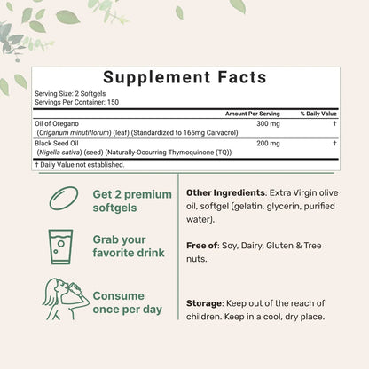 Oregano Oil with Black Seed Oil  Powerful Immune Support