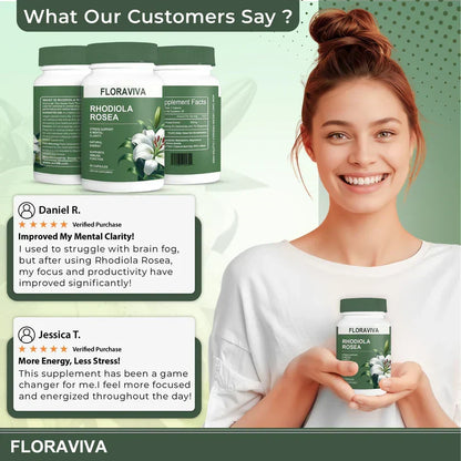 Rhodiola Rosea Capsules - Floravida for Energy, Focus, Mood - 60 Capsules.1