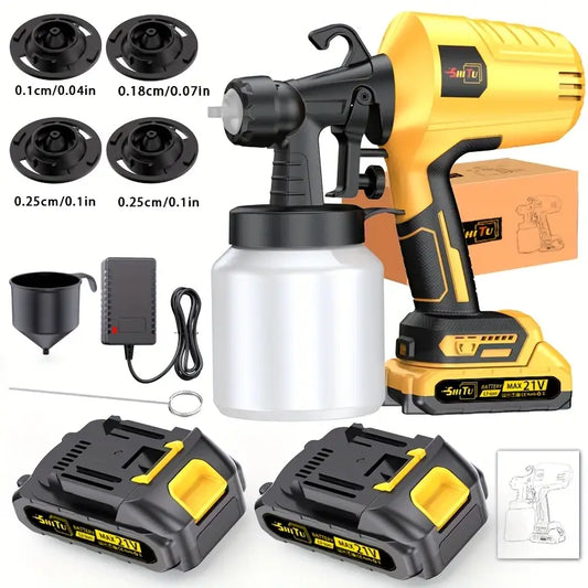 Wireless Spray Gun with Nozzle -1500mAh Rechargeable Battery, Capacity 16.91oz, Suitable for Indoor/outdoor Use On Walls, Wood, Cars, Decks,