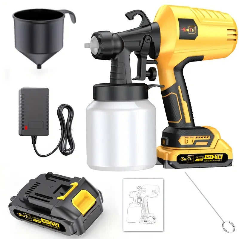 Wireless Spray Gun with Nozzle -1500mAh Rechargeable Battery, Capacity 16.91oz, Suitable for Indoor/outdoor Use On Walls, Wood, Cars, Decks,