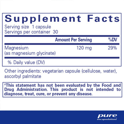 Pure Encapsulations Magnesium (Glycinate) - Supplement to Support Stress Relief, Sleep, Heart Health, Nerves, Muscles, and Metabolism* - with Magnesium Glycinate - 90 Capsules
