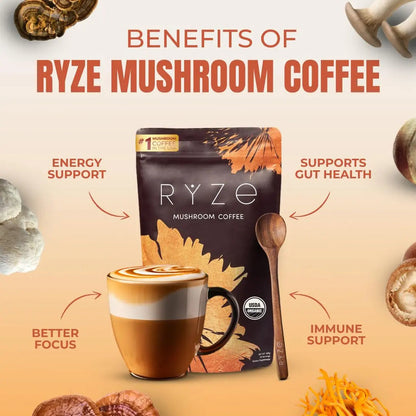 RYZE Organic Mushroom Coffee – Energy & Focus Adaptogenic Blend