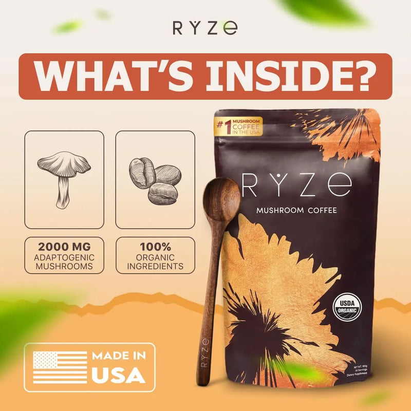 RYZE Organic Mushroom Coffee – Energy & Focus Adaptogenic Blend