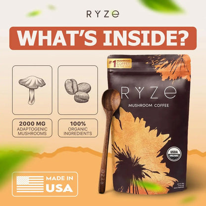 RYZE Organic Mushroom Coffee – Energy & Focus Adaptogenic Blend