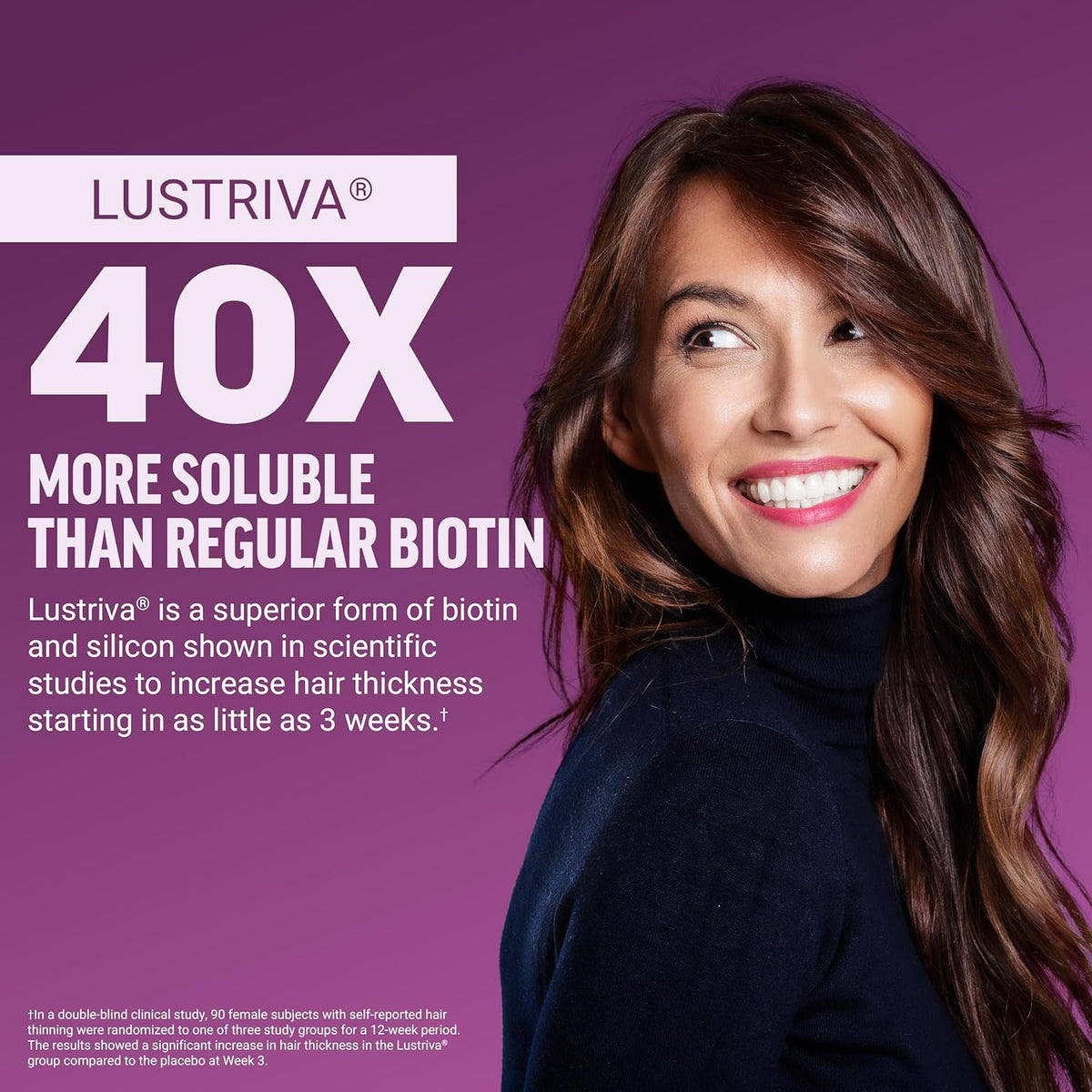 Hair Growth Accelerator Soft Chews, Lustriva & Biotin to Promote Thicker, Stronger, Fuller Hair, Hair Growth Vitamins for Women, Clinically Studied, Mixed Berry, 60 Soft Chews