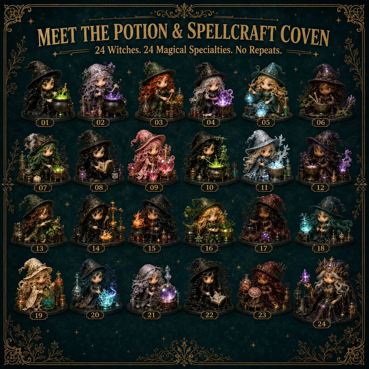 🔮 LAST DAY 49% OFF – 24 Days Of Witchy Surprises Advent Calendar | 24 Unique Collectible Witches with Magical Themes, Mini Figures & Fantasy Display Collection ✨