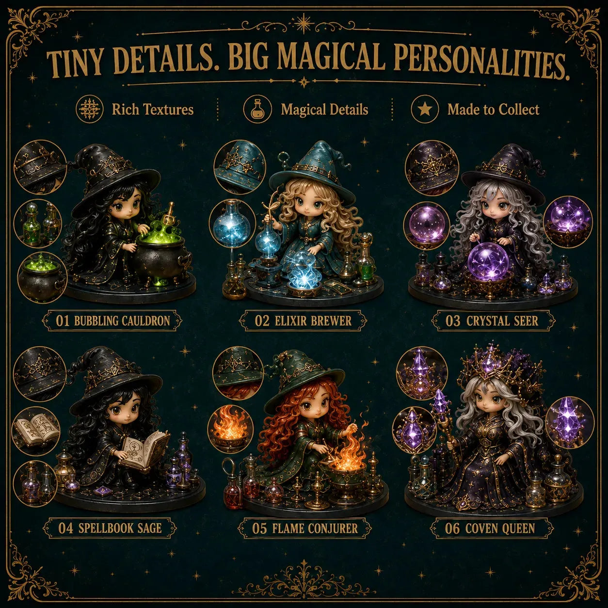 🔮 LAST DAY 49% OFF – 24 Days Of Witchy Surprises Advent Calendar | 24 Unique Collectible Witches with Magical Themes, Mini Figures & Fantasy Display Collection ✨