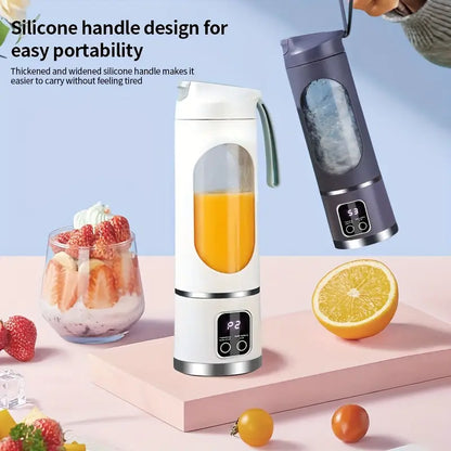 Portable USB Rechargeable Mini Blender & Juicer - 3 Modes, Digital Display, 12-Blade, 15.22oz, Easy Clean, Ideal for Travel - Fresh Juices Anywhere