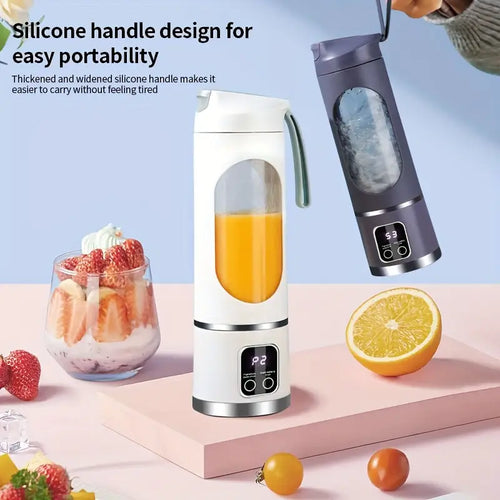 Portable USB Rechargeable Mini Blender & Juicer - 3 Modes, Digital Display, 12-Blade, 15.22oz, Easy Clean, Ideal for Travel - Fresh Juices Anywhere