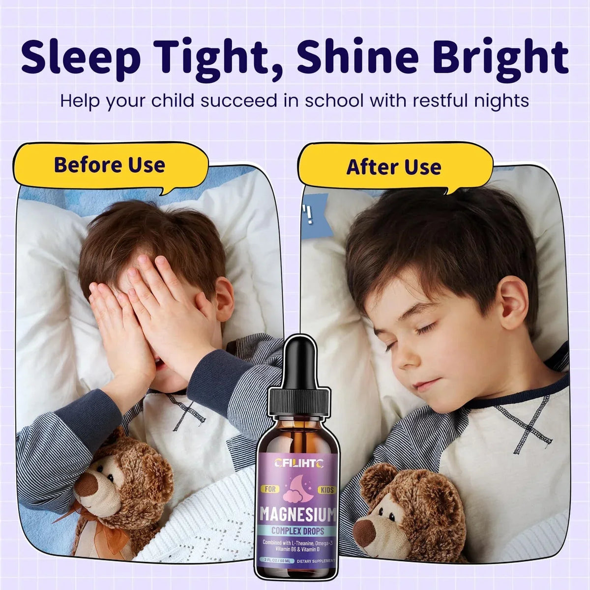 Kids Magnesium Liquid Drops-Magnesium Glycinate Liquid for Kids L-Threonate