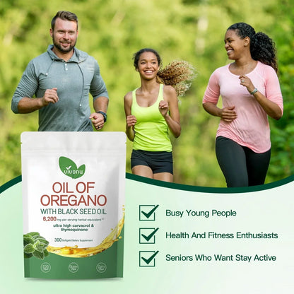 Aceite De Oregano En 300 Capsulas Con Carvacrol y Timol Black Seed Oil 6200 mg