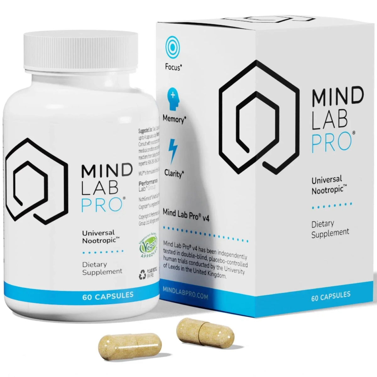 Nootropic Brain Booster Supplement 60 Count Plant Based Memory Vitamins Mind