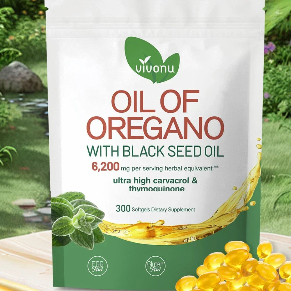 Aceite De Oregano En 300 Capsulas Con Carvacrol y Timol Black Seed Oil 6200 mg