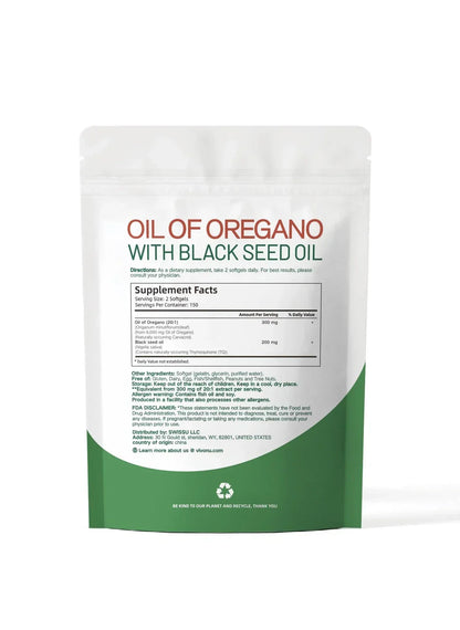 Aceite De Oregano En 300 Capsulas Con Carvacrol y Timol Black Seed Oil 6200 mg