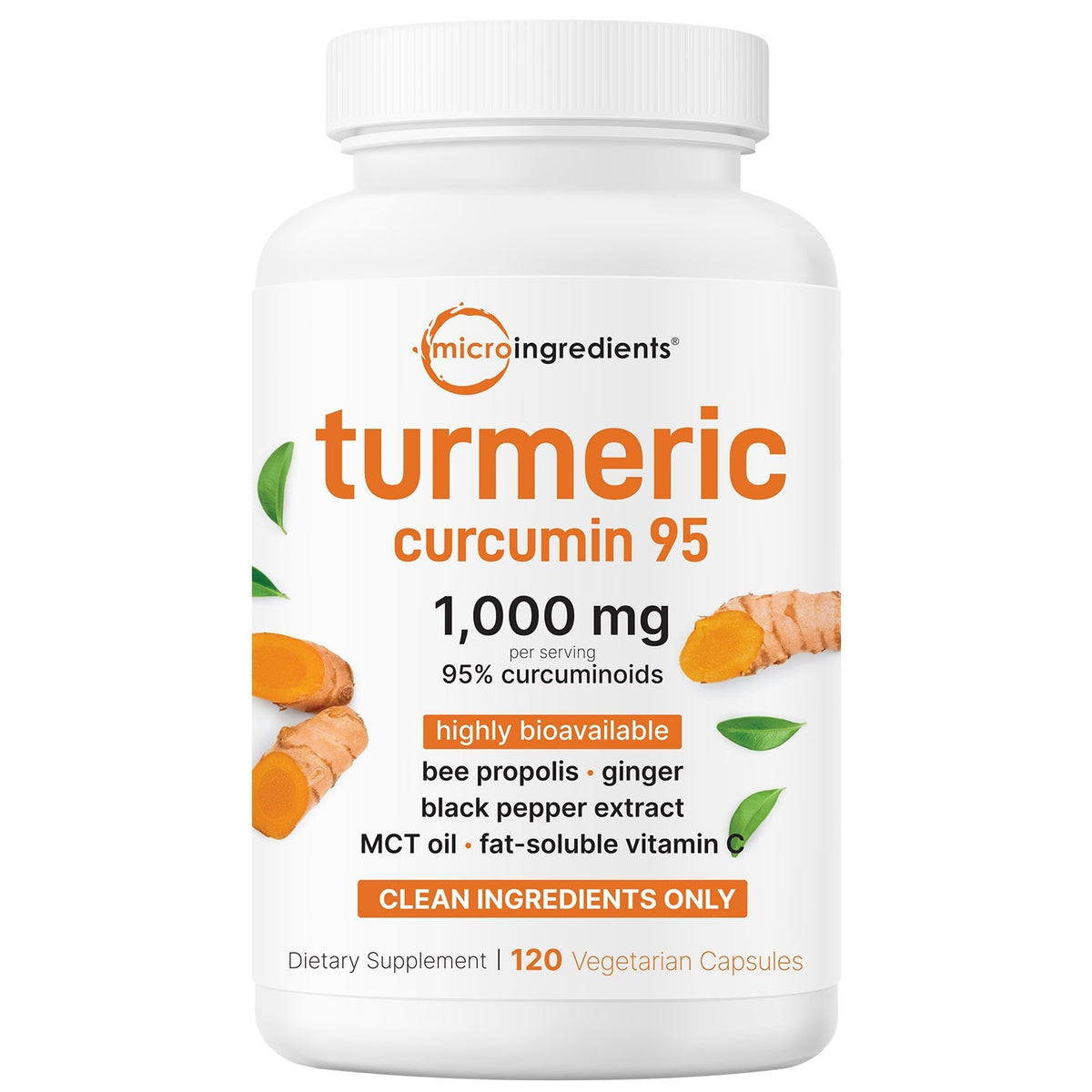 High-Absorption Turmeric Curcumin 1000mg | 95% Curcuminoids with BioPerine® Black Pepper | Absorption Boosting Blend with Propolis, Ginger, MCT & Vitamin C | 120 Plant-Based Capsules